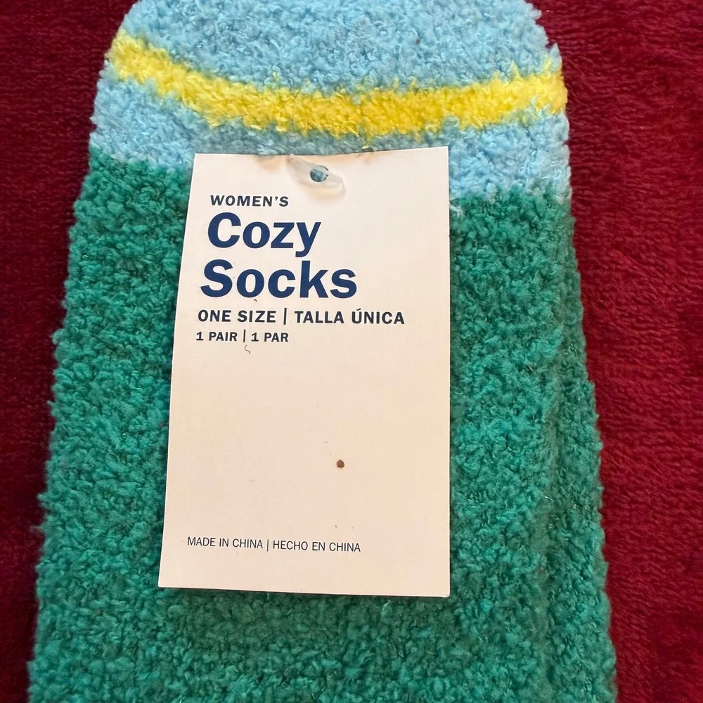 Old Navy Womens Cozy Socks Golden Retriever Dog Party Hat Green One Size NWT‎